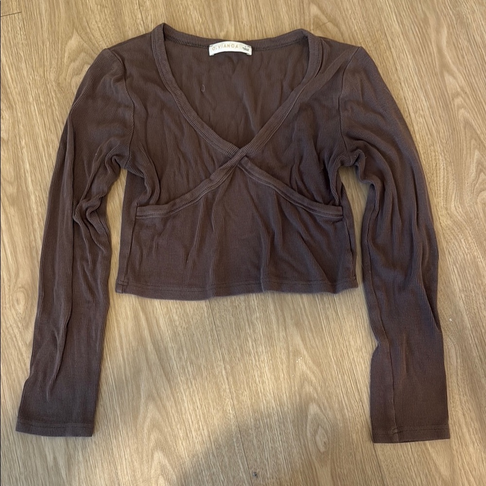 Urban Outfitters Chocolate V-Neck Crop Top